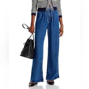 FRAME Super Drape High Rise Drawstring Wide Leg Jeans in Ghost (32) NWT